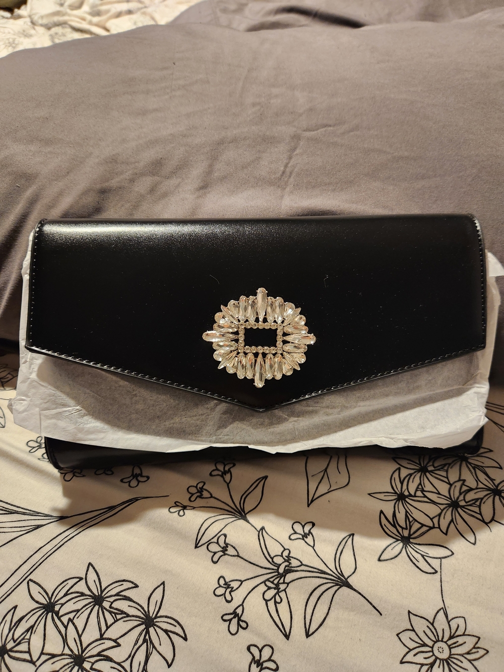 Badgley Mishka Black Crystal-Embellished Women's Clutch